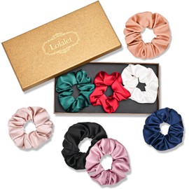 Lolalet Hair Bobbles Silk Scrunchies for Women, Premium Satin Hair Bobbles, Soft Elastic Silk Ponytail Holders for Women Girls Hair Accessories 8 Colours L