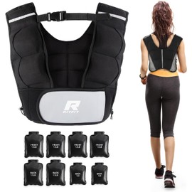 RitFit Weighted Vest, 4lb/8lb/10lb/12lb/15lb/20lb Weight Vest with Reflective Stripes, Weight Vest Adjustable for Women and Men Workout, Strength Training, Running, Fitness, Jogging, Walking