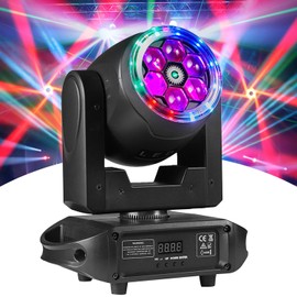 Professional DJ Moving Head Bee Eye Light, 6x15W High Intensity RGBW LED Bee Eyes, 540° Pan/270° Tilt, DMX512 17-Channel Control, LED Ring Effect