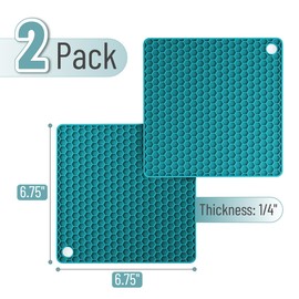 BTaT Silicone Trivet Mats, 2 Pack - Green, Protects Hot Pots & Pans