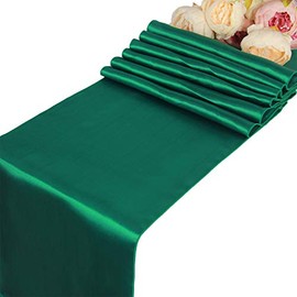 WELMATCH Camino de mesa de satén verde cazador, 5 unidades, decoración de banquetes de boda, fiesta, eventos, camino de mesa (verde cazador, 5)