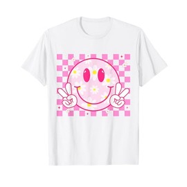 Happy Face Daisy Flower Design Preppy Aesthetic Smile Face T-Shirt