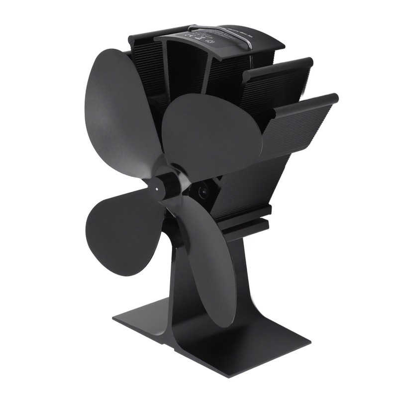 4 Blade Heat Powered Stove Fan Silent Eco Friendly Aluminium