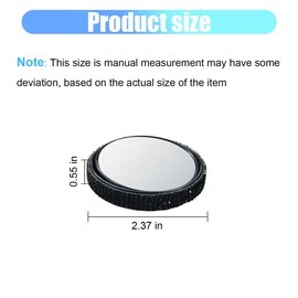 2PCS Bling Round Car Blind Spot Mirrors, 2'' Crystal Diamond Adjustable 360° Wide Angle Car Side Rear View Mirror, HD Glass Convex Mirror with Frame for Cars, Trucks, SUVs (Black)