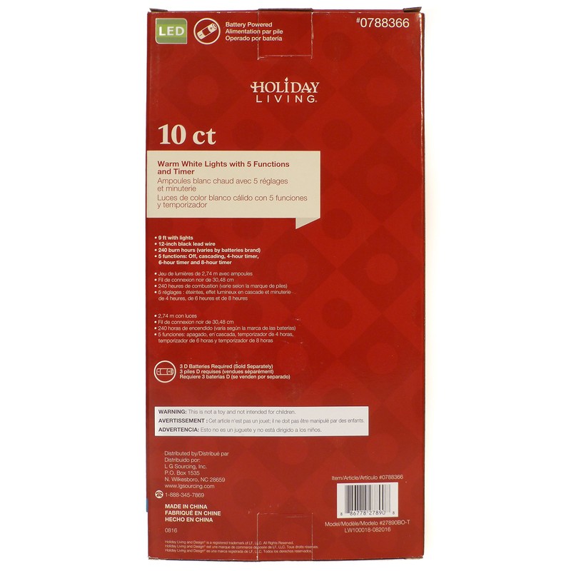 Holiday Living 10-Count, 9 Foot, 5 Function Frosted Gold Edison
