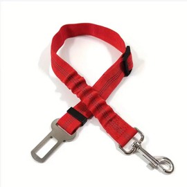 Dog Seat Belt, Adjustable Safety Seatbelt Car Harness for Dogs in Car Nylon Elastic Bungee Buffer Tether with Latch Buckle Blue Heavy Duty, Large (Red)
