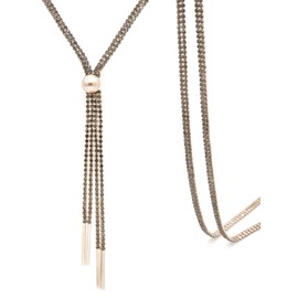 HIQUACC Long Tassel Sweater Necklace Crystal Rhinestone Pendant sweater chain for Women Girls (143 Pearl)