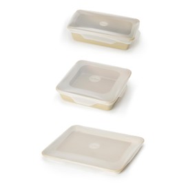 W&P Reusable Silicone Stretch Lid, Set of 3 – Casserole (9x13), Brownie (8x8), Loaf (5 x 9), Dishwasher Safe, Freezer Safe, LFGB/Premium Materials, Microwave Safe, Clear