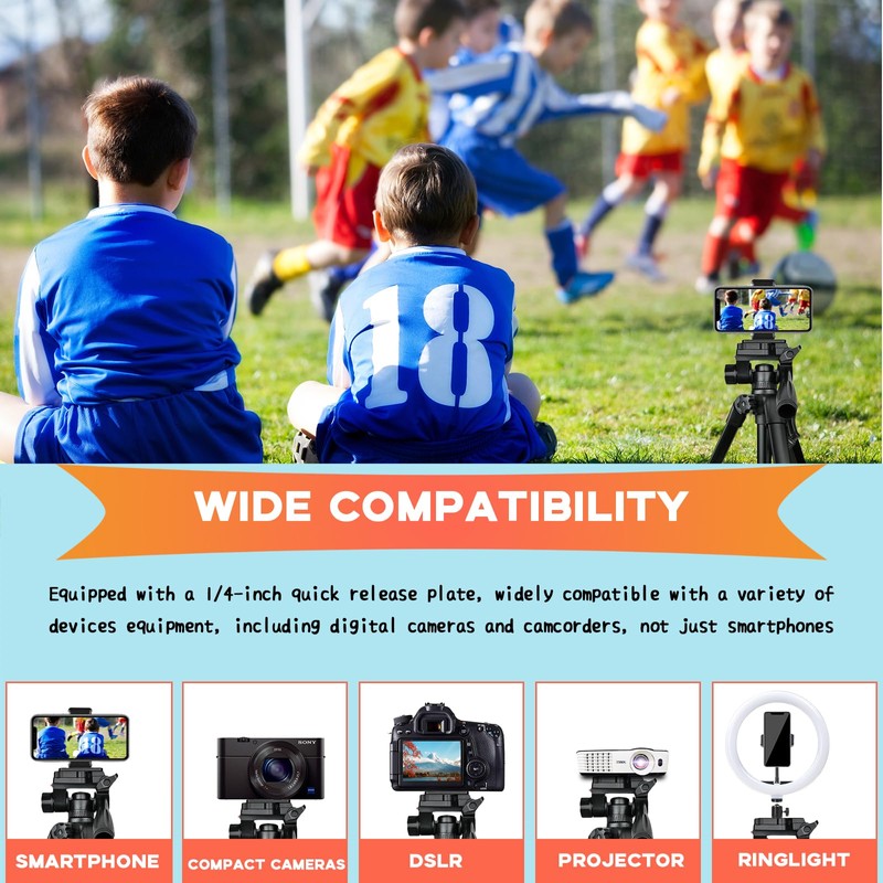 KAKOTOPA Mini Tripod for Camera with 3-Way Pan/Tilt Head 1/4