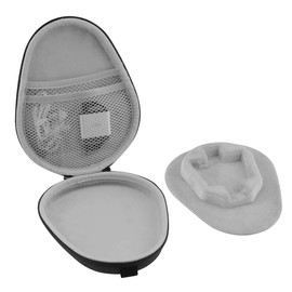 Geekria Funda protectora compatible con auriculares WI-1000XM2, WI-1000X, WI-C600N, SMR-10, H700, EX750BT con banda para el cuello, bolsa de transporte protectora rígida de repuesto con almacenamiento de cables (gris oscuro)