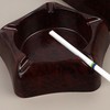 Stylish Wood Grain Plastic Ashtray - Round Design with Wood Texture Clean Look 4ea