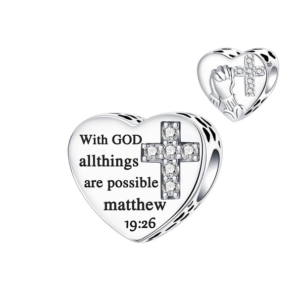 GOINEVA Bible Heart Charm Fit Charms Bracelet and Necklace Christian