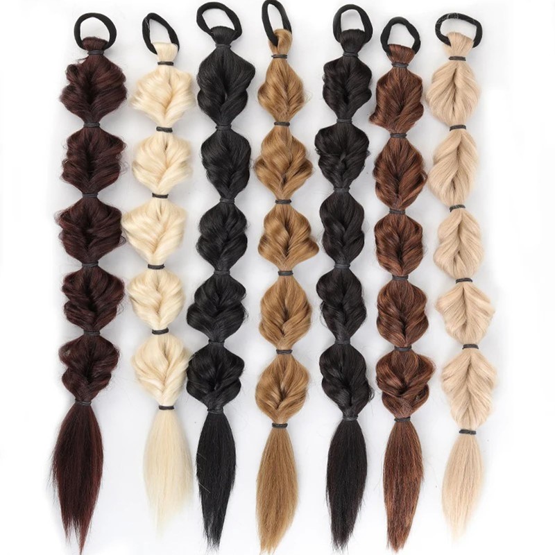 Bubble Braid Ponytail Extensions with Elastic Hair Tie 20 Inch