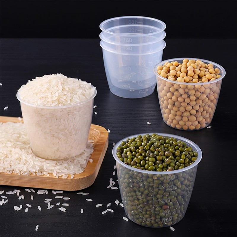 5PCS Plastic Transparent Rice Measuring Cups ，160 ml for Rice