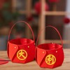 Bekecidi 4 PCS Chinese New Year Candy Bucket, Red Felt