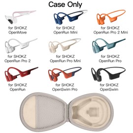 co2CREA Hard Case for SHOKZ New OpenRun Pro 2/1/Mini, OpenRun Standard/Mini, OpenMove, OpenSwim Pro, OpenSwim, Compatible with All SHOKZ Open-Ear Bone Conduction Sport Headphones, Beige Case
