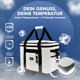 five dots Foldable Cool Bag, 20 L + 12 Hours Cooling for Shopping, Ideal for Car and Work, Insulated Bag, Thermal Bag, Lunch Bag & Picnic Bag, Large Cool Bag, Men's Lunch Bag