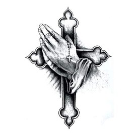 EROSPA Temporary Tattoo Sheet Praying Cross Church Hands 15 x 21 cm