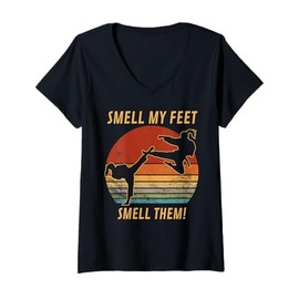 Womens Cool Karate Gifts For Boys Girls Funny Smell My Feet Karate V-Neck T-Shirt