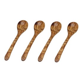 Collection Kremers 4 x Olive Wood Coffee Spoons Approx. 12-13 cm with Beautiful Grain Unique Olive Wood