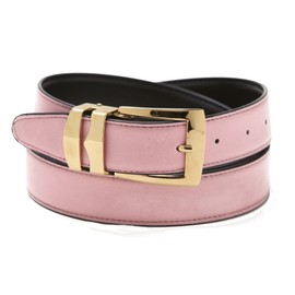 Reversible Belt Bonded Leather with Removable Gold-Tone Buckle PINK/Black 42