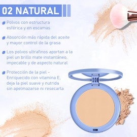 LUSCOR Polvos Compactos Maquillaje, Polvos mate, polvos compactos con control de grasa, ligeros y de larga duración(Natural, 10G)