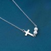 Yienate Unique Tiny Cross Pearl Bracelets Chain Silver Hand Chain