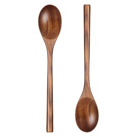 HANSGO Wooden Spoons for Cooking, 2PCS Acacia Wood Kitchen Utensil, 12Inch Wood Serving Spoons for Nonstick Pans, Comfort Grip, Durable, Heat Resistant, Kitchen Gifts for Women, Cooking Gifts for Men