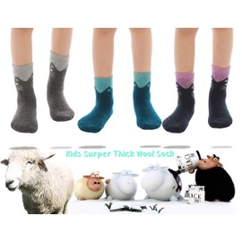 WYTartist Children's Thermal Socks Warm Toddler Girls Cartoon Cute Animal Socks Casual Sports School Running Socks for 1-12 Years, 6 Pairs, Cat