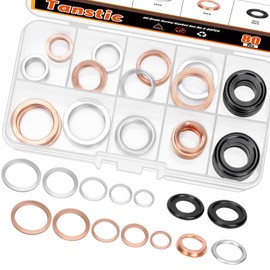 Tanstic 80Pcs Oil Drain Plug Crush Washer Aluminum and Copper Oil Drain Plug Gaskets Rubber Washer Metric Flat Washers Oil Drain Plug Sealing Washer Oil Plug Washers(M10 M12 M14 M16 M18)