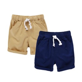HILEELANG Pantalones cortos para niño pequeño, paquete de 2 unidades, pantalones cortos de verano de algodón con bolsillos, 2 – 10 años, 2packa2#(azul marino + caqui), 2 Años