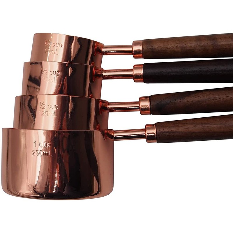 ANCLLO Stainless Steel Measuring Cups Set with Walnut Handle for