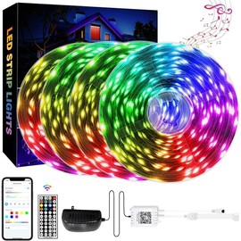 LED Lights for Bedroom 100 FT(4 Rolls), LED Strip Lights with App Control, Sync to Music 5050 RGB LED Lights with 44 Keys IR Remote, LED Lights for Room Party Home Decorations - Size: 49.2ft