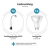ledscom.de LESCH Socket Lamp Gooseneck Switch Chrome / Black +