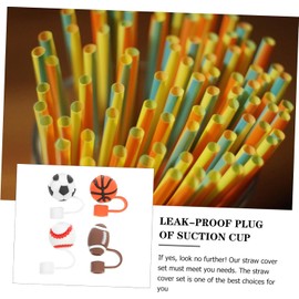 Tapones 4 de Pvc Diseño para Decorativo Pajitas Deportivos de Pelota Piezas Reutilizables Buena Sellado y Protección contra Polvo para Fiestas Deportivas
