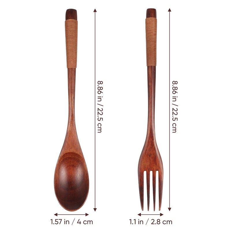 OUNONA Cutlery Set, Spoon, Fork with Spoon, Wooden Fork, Multi-functional,