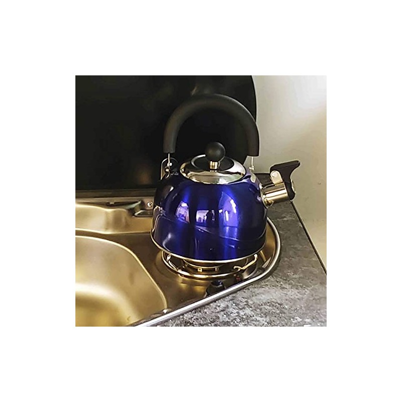 Blue 1.6 Litre Gas Hob Kettle with Folding Handle Caravan