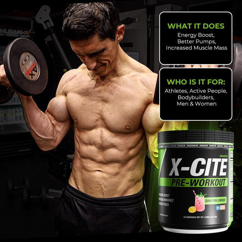 X-CITE Pre-Workout by ATHLEAN-X - Enhanced Formula with Beta-Alanine, Creatine