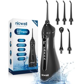 Nicwell Water Dental Flosser Teeth Pick - Cordless Portable 4 Modes Rechargeable Flossers Oral Irrigator IPX7 Waterproof Travel Gum Floss Cleaner Deep Cleaning Flossing Picks for Home Daily Shower