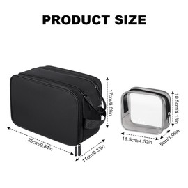 Aucuu Men's Toiletry Bag, Large Toiletry Bag for Men, Cosmetic Bag, Wash Bag with Double Zip Opening, Travel Toiletry Bag for Toiletries Accessories, black, 1