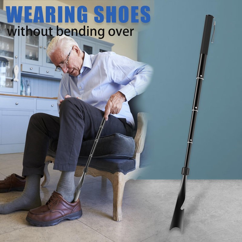 VIVEBEI Shoe Horn Long Handle, 16.9'' - 37.4'' Telescopic Metal