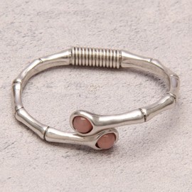 Bjesinmo Silver Chunky Bangle Bracelets for Women Trendy Cuff Open Wide Twisted Bangle Bamboo Style Bohemian Jewelry Gifts