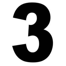 Merriway BH04027 (4 Pcs) Black Vinyl Stick-On Wheelie Bin Post Box Crate Dust Bin Numbers 75mm (3 inch) Number 3 - Pack of 4 Pieces