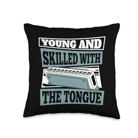 Chromatic Harmonica Accessories Set Beginner Gifts Young and Skilled with The Tongue Harmonist Harmonica Throw Pillow, 16x16, Multicolor
