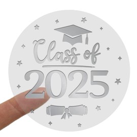 Class of 2025 Graduation Stickers – 100pcs 1.6" Transparent Foil Labels in Gold/Silver/Rose – Ideal for Graduation Cards, Envelopes, Gifts & Party Decorations (Silver)