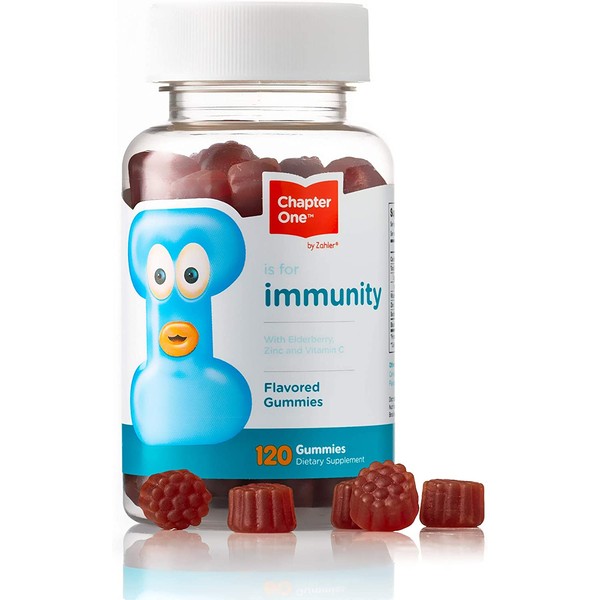 Chapter One Immunity Gummies, Elderberry, Zinc and Vitamin C, Certified Kosher (120 Flavored Gummies)