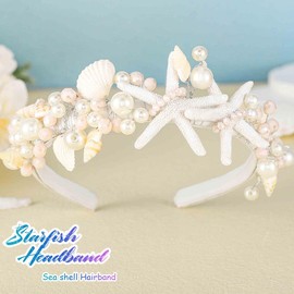 Atigy Starfish Wedding Headbands Pearl Shell Headbands Beach Shell Hair Accessories for Women