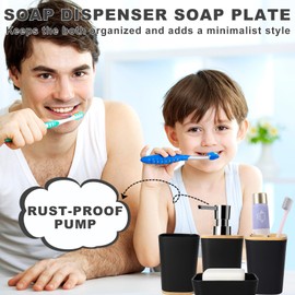 XLHOMO Black Bathroom Accessories with Glitter Shower Curtain,10 Piece Bathroom Sets with Shower Curtain Set Bathroom Set Black Shower Curtain with Bathroom Trash Can