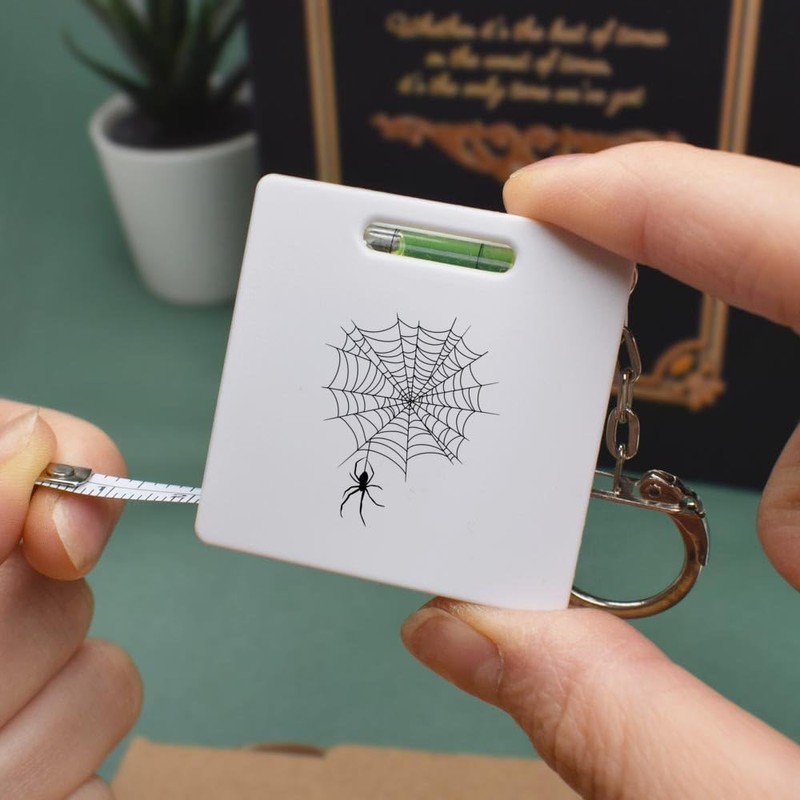 'Creepy Spiderweb' Keyring Tape Measure/Spirit Level Tool (KM00041749)