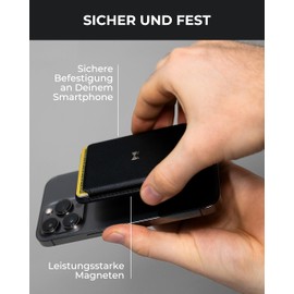 Gentlemen's Magnetic Wallet - Securely Attached to Your Smartphone - Holds up to Three Cards - MagSafe Compatible - Smart Wallet Men, black